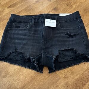 American Eagle Outfitters Black Distressed Jean Shorts